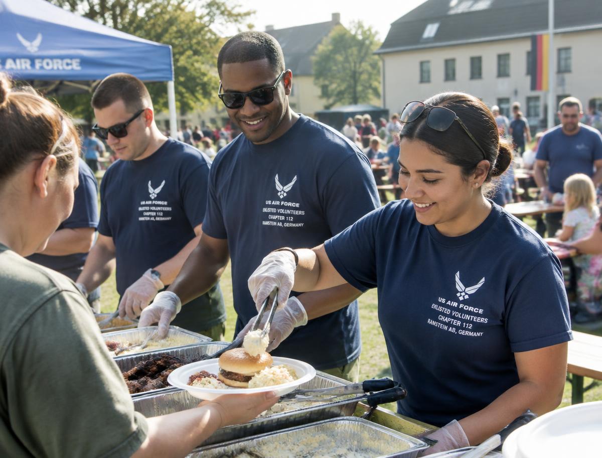 Serving lunch at the community picnic